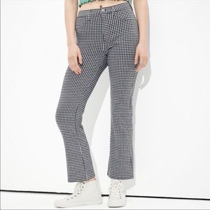 AE High Rise Gingham Cropped Flare Pants